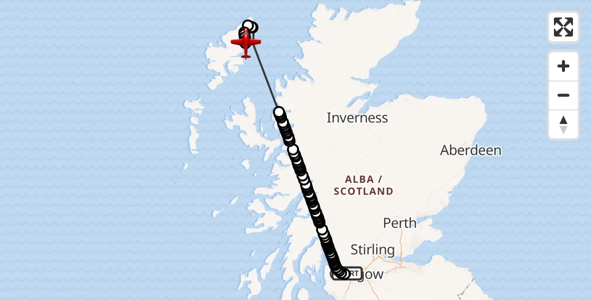 Flight route Air Ambulance Aircraft Glasgow Airport - Stornoway Airport, 29 October 2026, 16:39