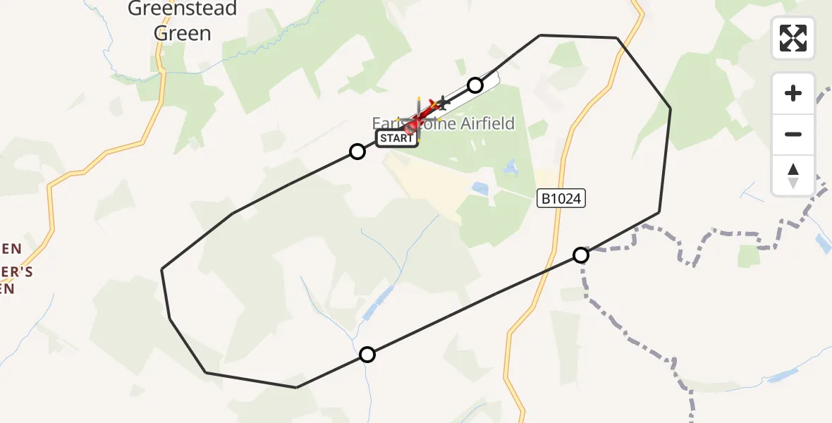 Flight route Air Ambulance Helicopter Earls Colne Airfield - Earls Colne Airfield, 29 October 2026, 17:12