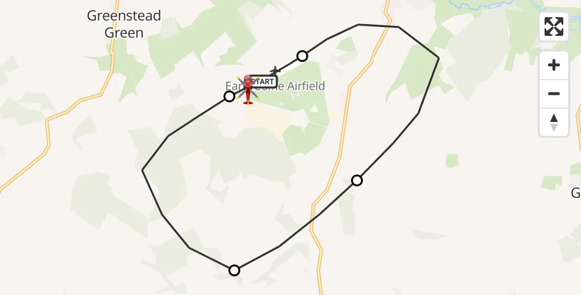 Flight route Air Ambulance Helicopter Earls Colne Airfield - Earls Colne Airfield, 29 October 2026, 17:26