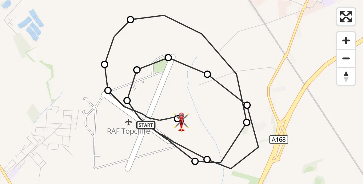 Flight route Air Ambulance Helicopter RAF Topcliffe - Thirsk, 29 October 2026, 17:37