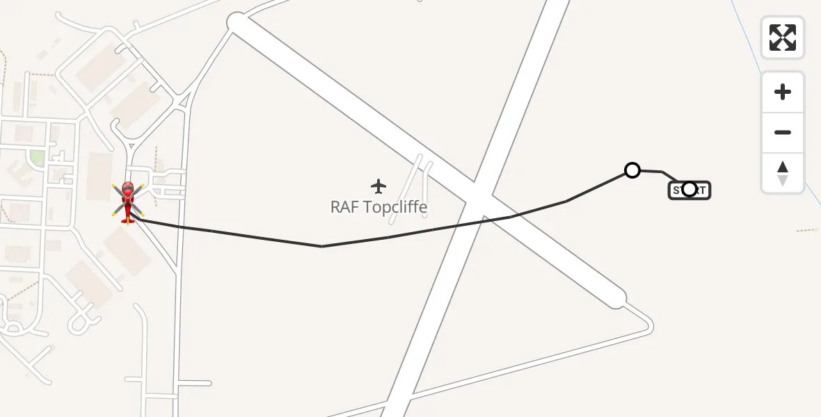 Flight route Air Ambulance Helicopter RAF Topcliffe - RAF Topcliffe, 29 October 2026, 18:02
