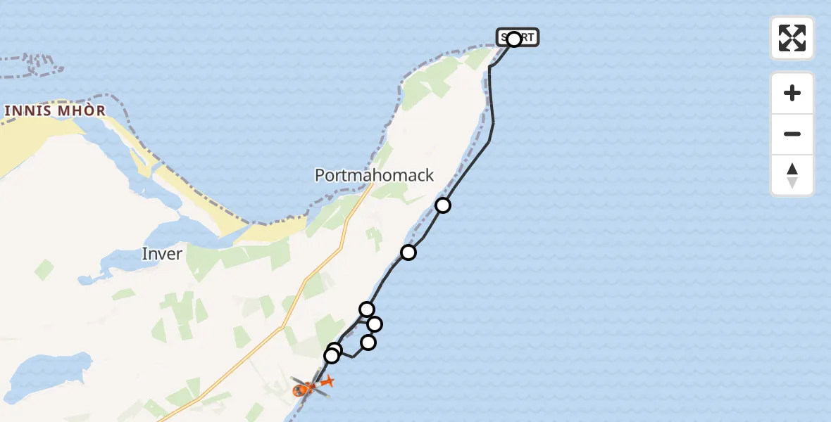 Flight route Coastguard Helicopter North Sea - Hilton of Cadboll, 29 October 2026, 20:06