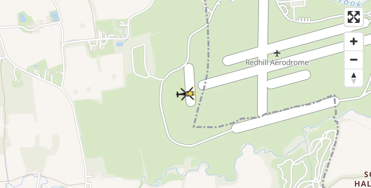Flight route Police Helicopter Redhill Aerodrome - Redhill Aerodrome, 29 October 2026, 20:14
