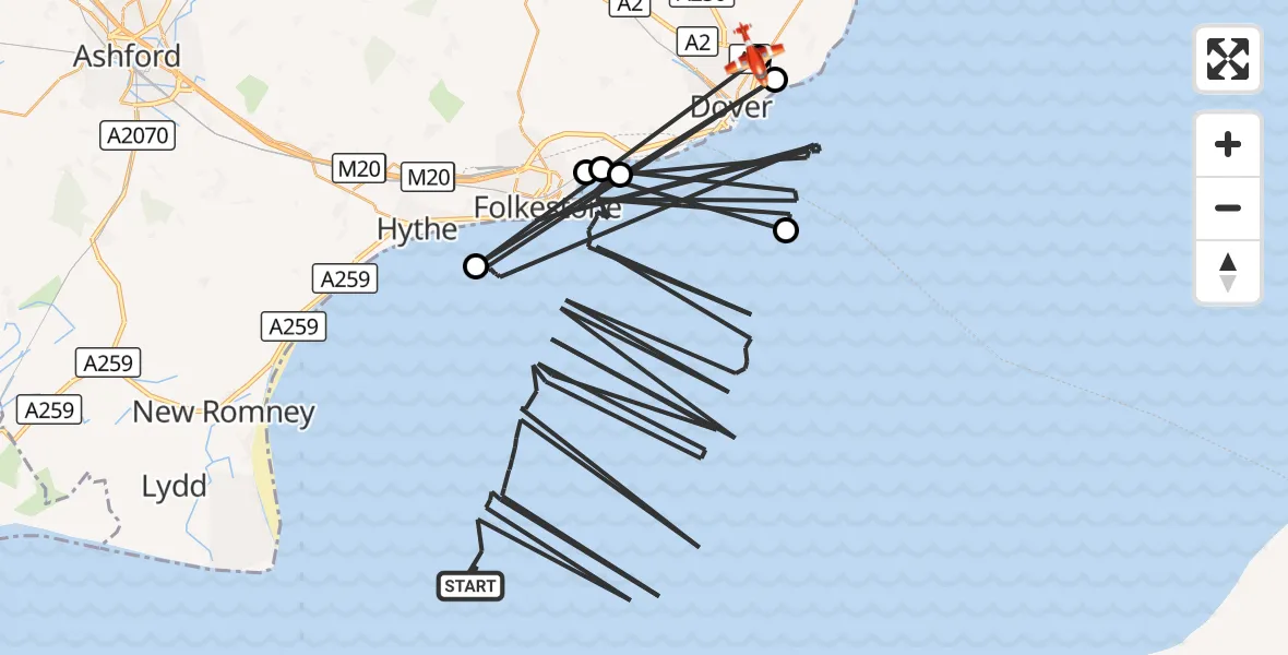 Flight route Coastguard Drone English Channel - Dover, 30 October 2026, 05:42