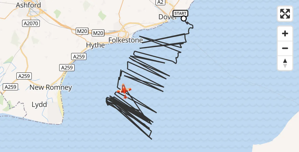 Flight route Coastguard Drone Dover - English Channel, 30 October 2026, 07:05