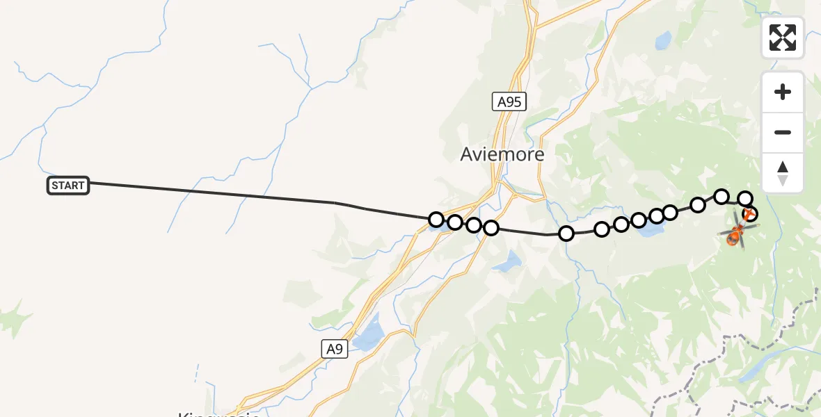 Flight route Coastguard Helicopter Highland - Highland, 30 October 2026, 10:57
