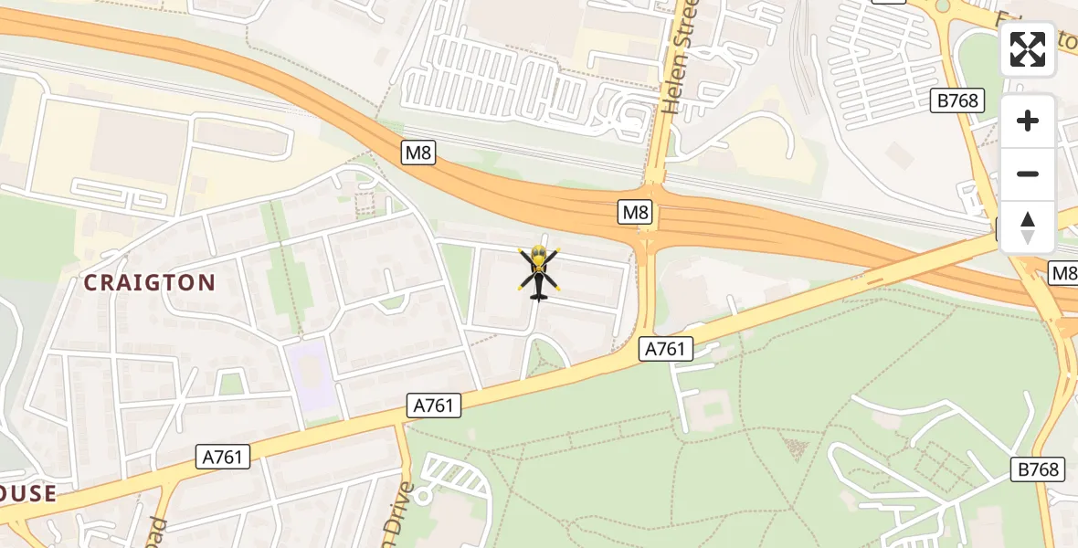 Flight route Police Helicopter Glasgow - Glasgow, 30 October 2026, 13:00