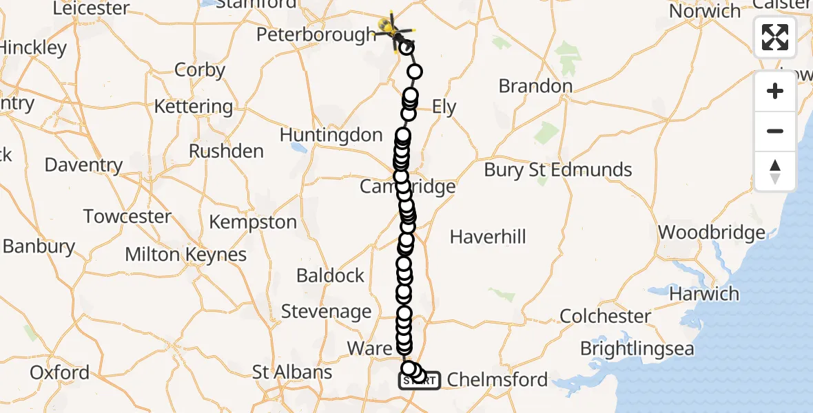 Flight route Police Helicopter North Weald Bassett - March, 30 October 2026, 15:51