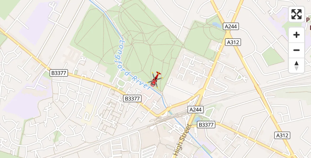 Flight route Air Ambulance Helicopter Feltham - Feltham, 30 October 2026, 16:53