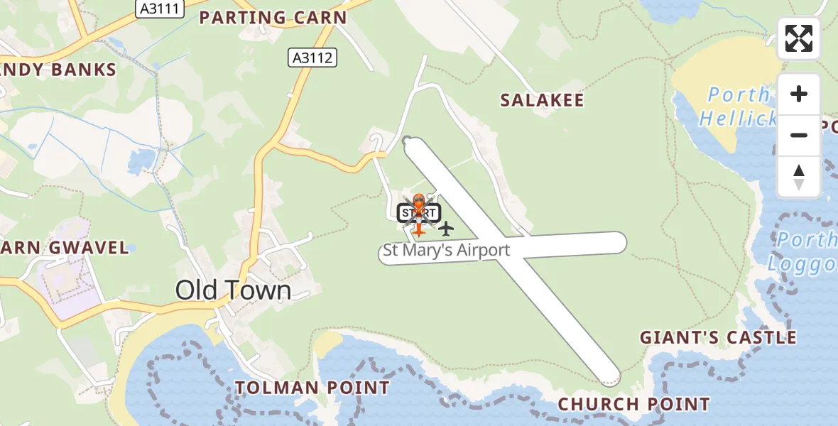 Flight route Coastguard Helicopter St. Mary's Airport - St. Mary's Airport, 30 October 2026, 18:05