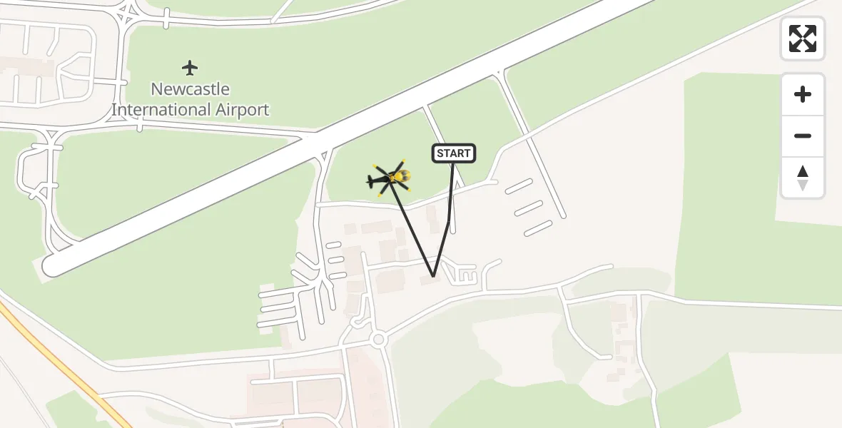 Flight route Police Helicopter Newcastle International Airport - Newcastle International Airport, 30 October 2026, 23:22