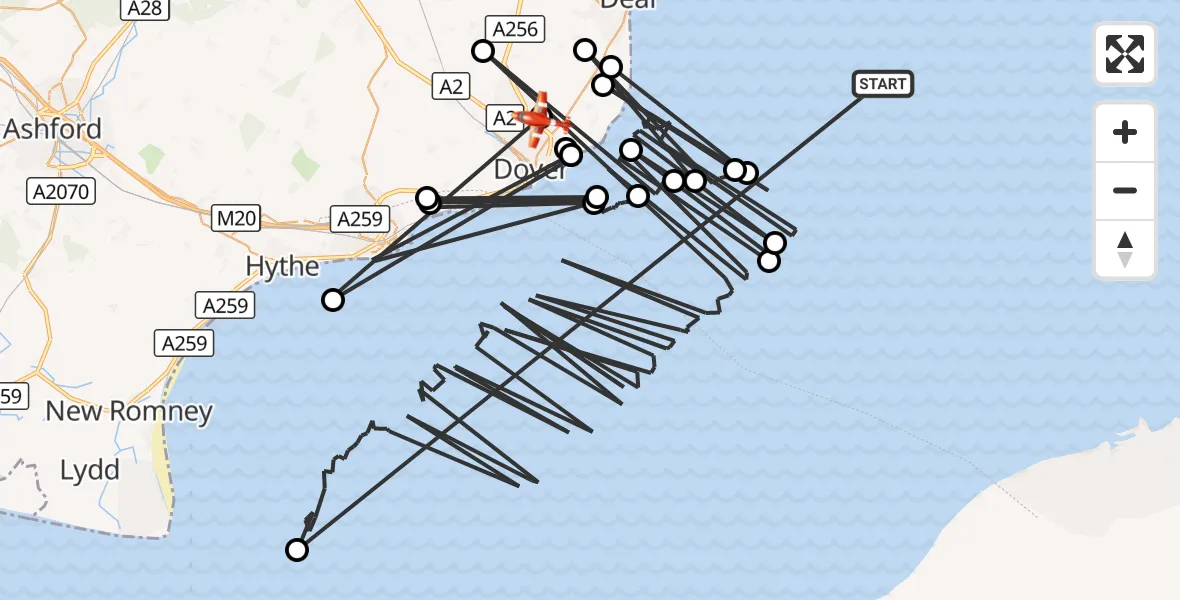 Flight route Coastguard Drone North Sea - Dover, 31 October 2026, 03:29