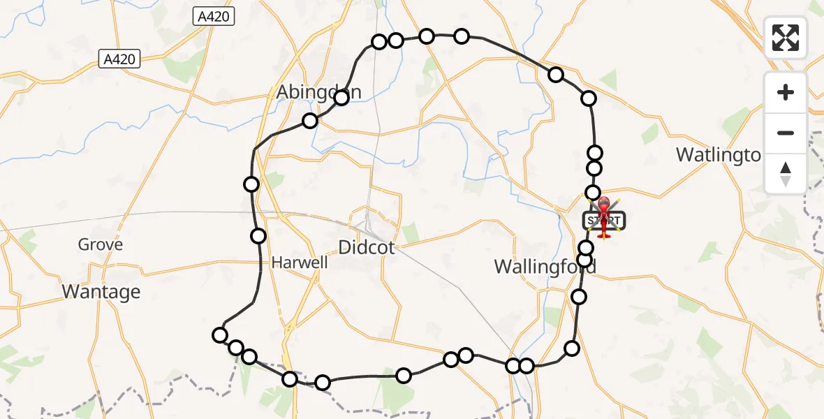 Flight route Air Ambulance Helicopter RAF Benson - RAF Benson, 31 October 2026, 10:34