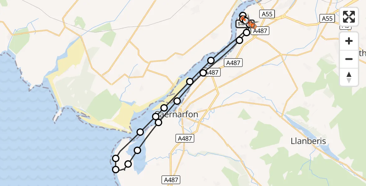 Flight route Coastguard Helicopter Pentir - Pentir, 31 October 2026, 15:42