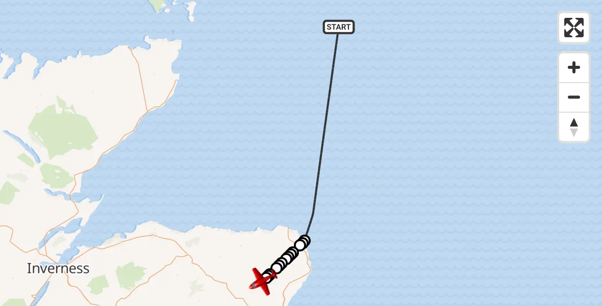 Flight route Air Ambulance Aircraft North Sea - Methlick, 31 October 2026, 16:00