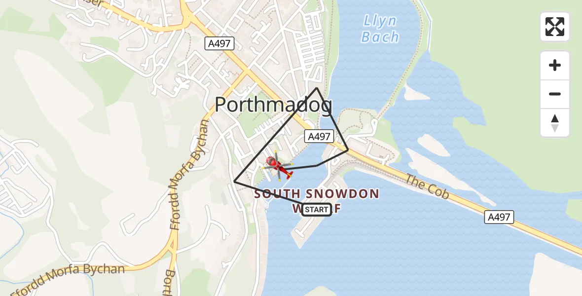 Flight route Air Ambulance Helicopter Porthmadog - Porthmadog, 31 October 2026, 16:10