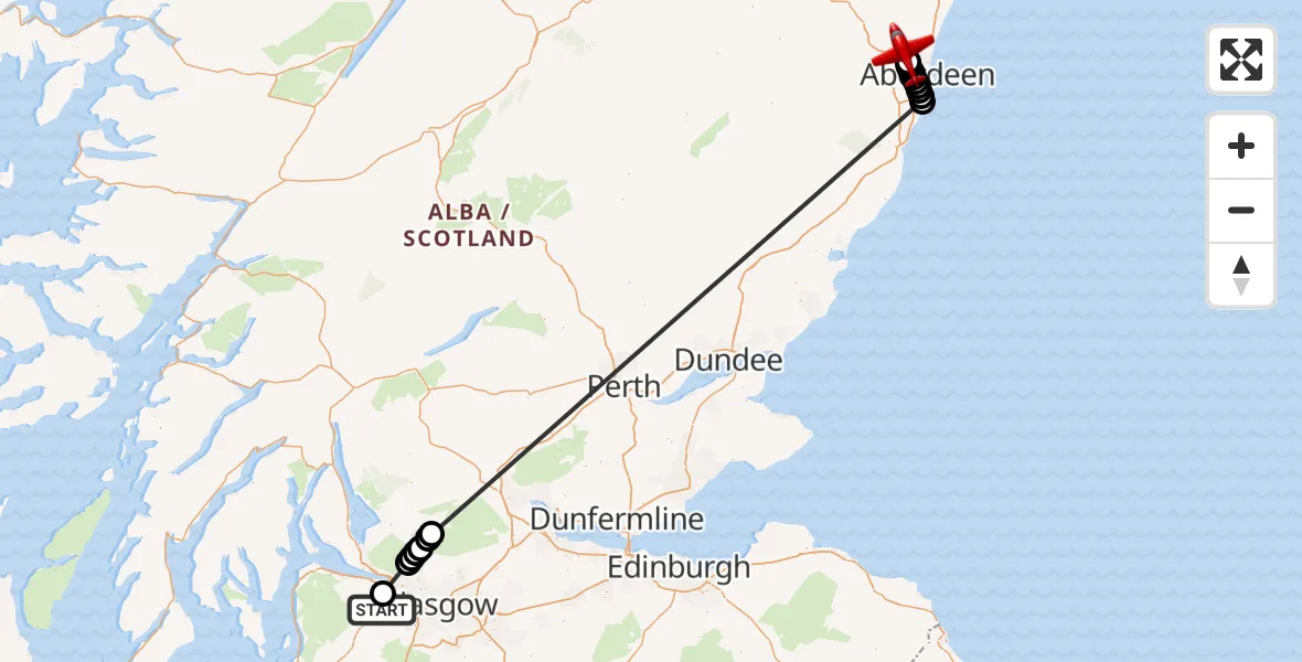 Flight route Air Ambulance Aircraft Linwood - Aberdeen International Airport, 31 October 2026, 18:07